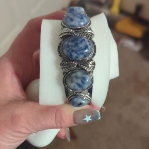 Elegant Silver and Blue Stone Bracelet